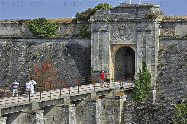 The entrance gate Porte Royale of the citadel at Le Chateau-d'Oleron on the island Ile d'Oleron