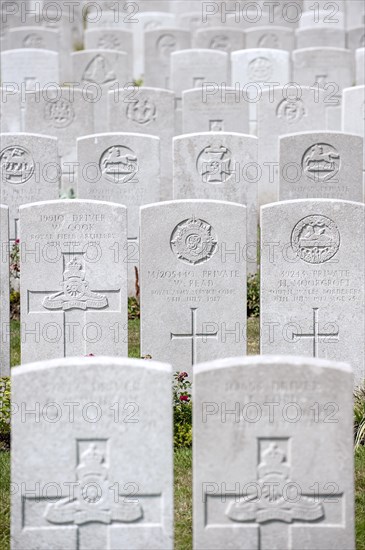 British graves at the Lijssenthoek Military Cemetery