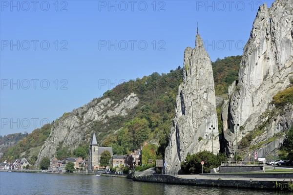 The rock formation Rocher Bayard at Dinant along the river Meuse