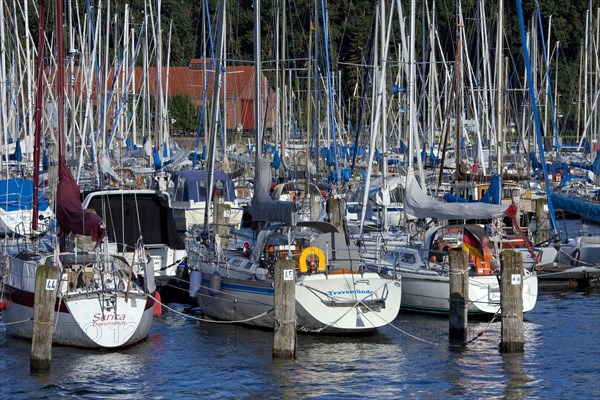Sailing boats in the Travemuende harbour