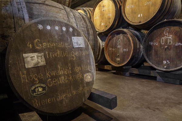 Wooden beer barrels at Oud Beersel