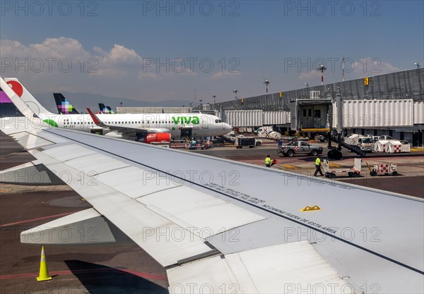 View to Viva Aerobus Airbus A320 plane Terminal 1