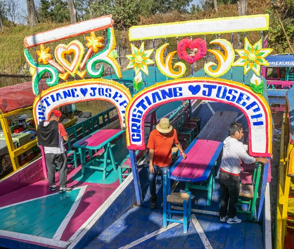 Popular tourist attraction boating Xochimiloco