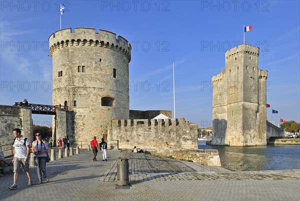 The medieval towers tour de la Chaine and tour Saint-Nicolas in the old harbour