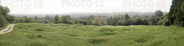 Preserved First World War One battlefield showing bomb craters near Douaumont