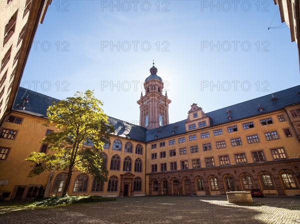Inner courtyard with tower of the Neubaukirche
