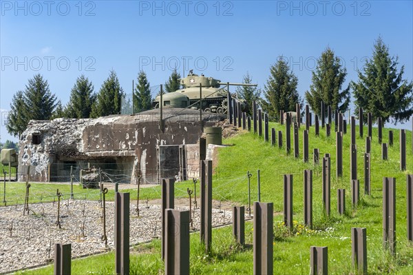 Reconstruction of the Esch casemate as part of the Maginot Line with barbed wire house