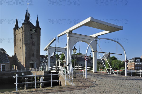 Drawbridge and the Zuidhavenpoort at the old harbour in Zierikzee