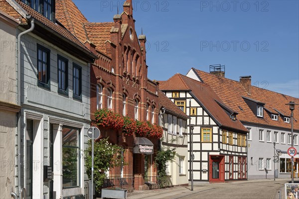 Buildings and shops in Breite Strasse in Osterburg