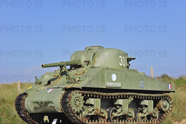 Second World War Sherman tank as monument near Utah Beach