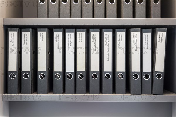 Folders with responsible personnel at Bergen Belsen concentration camp