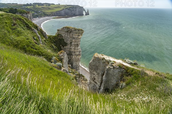 Rock cliffs and chalk cliffs of Etretat