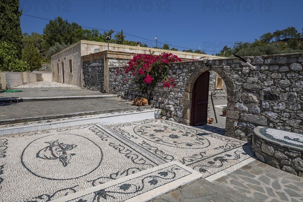 Pebble mosaic in front of Moni Thari Monastery near Laerma from the 12th century