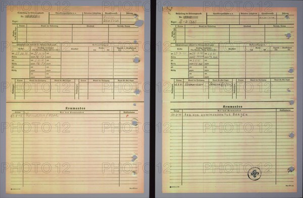 Identification sheet for concentration camp inmates