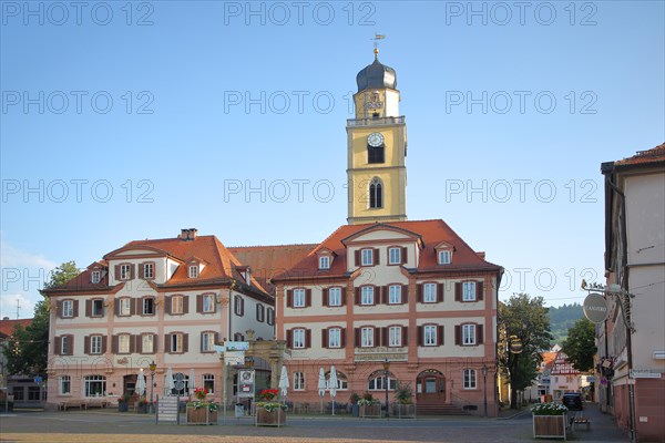 Twin houses and tower of St. John's Minster Church