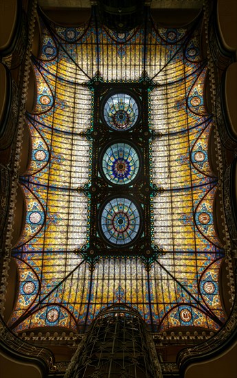Stained glass Tiffany ceiling designed by Jacques Gruber