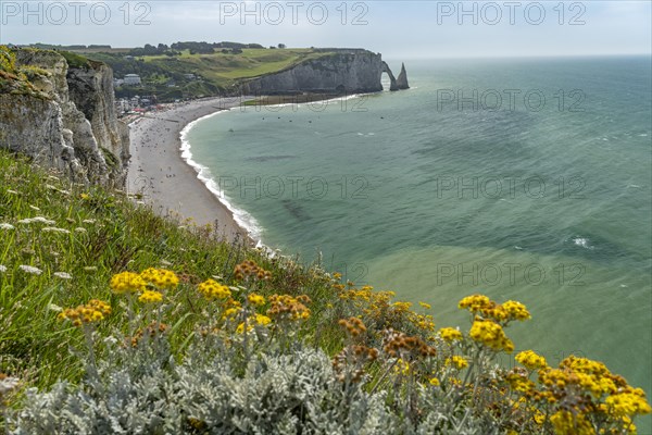 Rock cliffs and chalk cliffs of Etretat