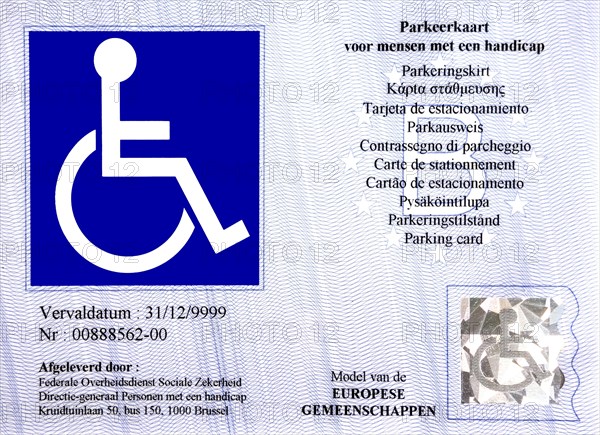 EU parking card for people with disabilities Blue Badge is standardized across the EU and EEA