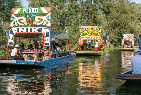 Popular tourist attraction boating Xochimiloco