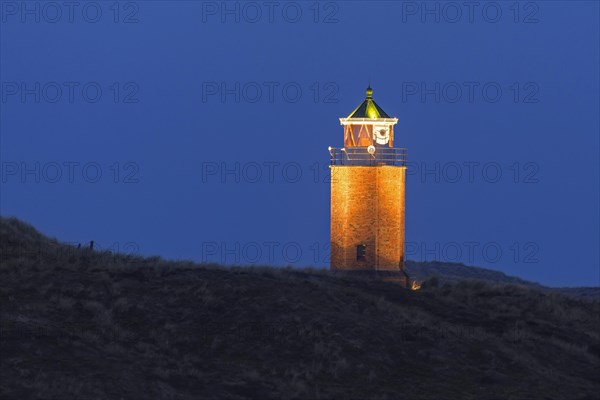 Rotes Kliff lighthouse at night at Kampen on the island of Sylt