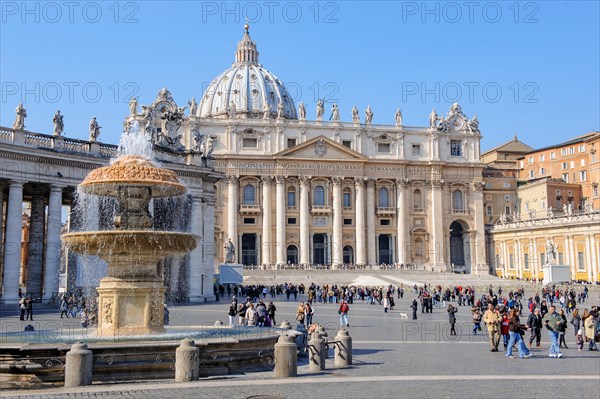 View over St. Peter's Square on the left fountain Fountain by Bernini