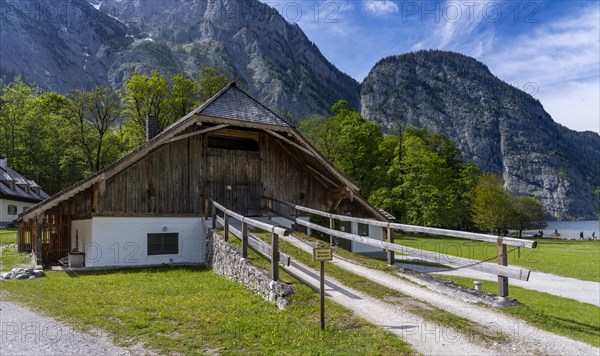 Wooden barn with stone findmanet