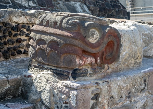 Stone serpent head at Great Temple
