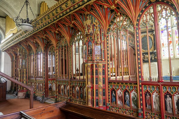 Rood screen inside village parish church of Saint Andrew