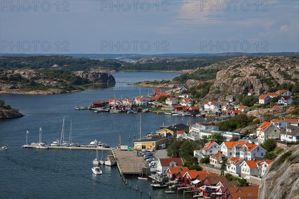 View over the harbour of the fishing village Fjaellbacka