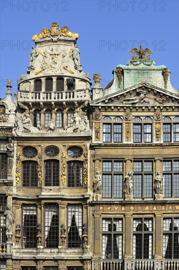 Facades of medieval guildhalls on the Grand Place at Brussels