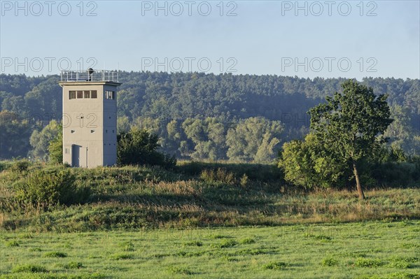 Former GDR border tower in the Elbe floodplain near Darchau in the Elbe River Landscape UNESCO Biosphere Reserve. Amt Neuhaus