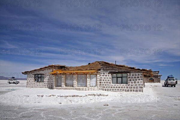 Salt hotel in the middle of the salt flat Salar de Uyuni