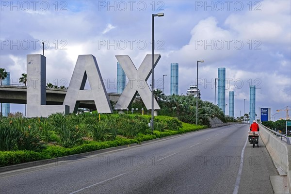 Touring cyclist arriving at LAX