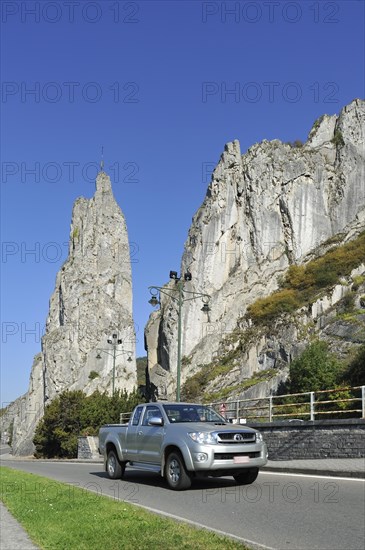 The rock formation Rocher Bayard at Dinant along the river Meuse