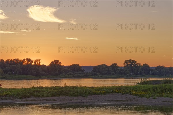 Morning atmosphere in the Elbe floodplain near Darchau in the Elbe River Landscape UNESCO Biosphere Reserve. Amt Neuhaus