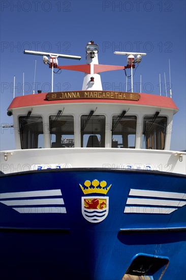 The Zeeland coat of arms on bow of fishing boat in the Yerseke harbour