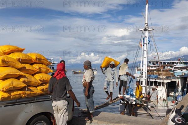 Unloading at the port of Maumere