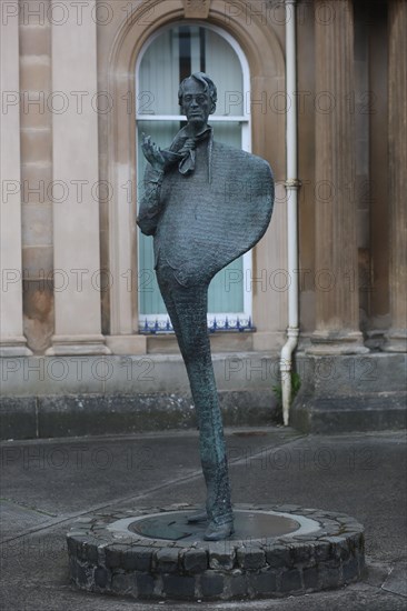 A view of the the William Butler Yeats statue done by Rowan Gillespie in honour of Ireland's most famous poet. Sligo