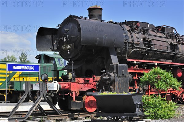 Steam train at the depot of the Chemin de Fer a Vapeur des Trois Vallees at Mariembourg