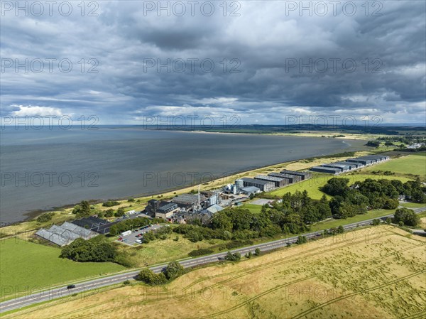 Aerial view of the Glenmorangie whisky distillery near Tain