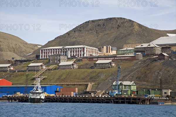 View over the Russian mining town of Barentsburg