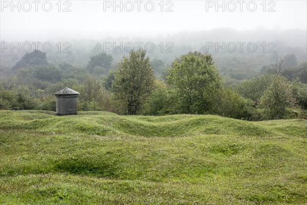 Preserved First World War One battlefield showing bomb craters near Douaumont
