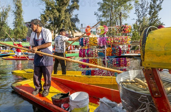 Popular tourist attraction boating Xochimiloco