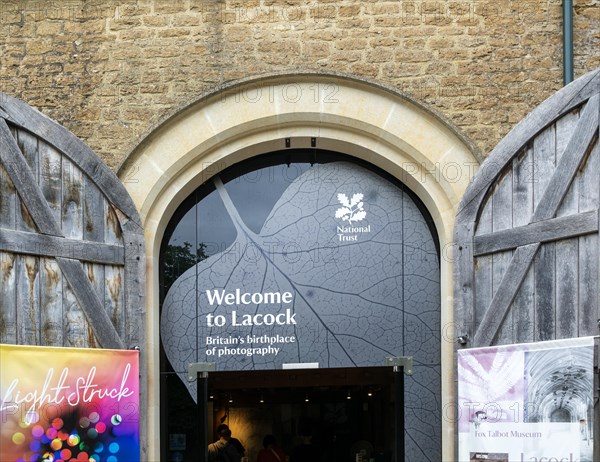 Entrance doorway National Trust ticket office at Lacock Abbey