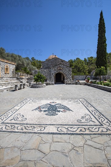 Pebble mosaic in front of Moni Thari Monastery near Laerma from the 12th century