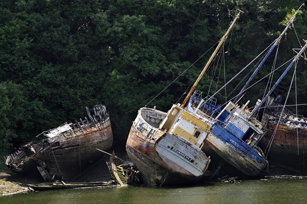 Wrecked fishing boats in the harbour of Douarnenez