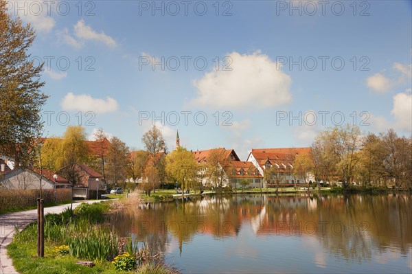 Town lake with active path