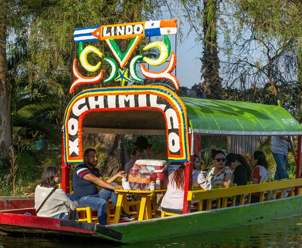 Popular tourist attraction boating Xochimiloco