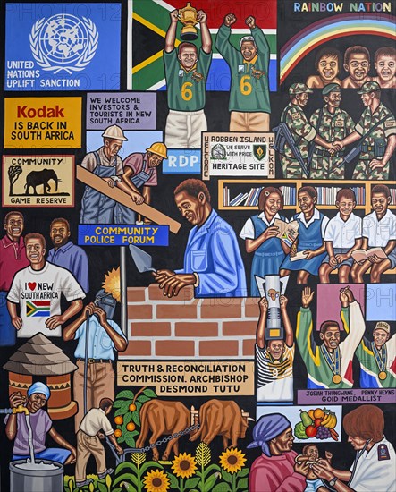 Artwork by artist Sipho Ndlovu on the history of South Africa