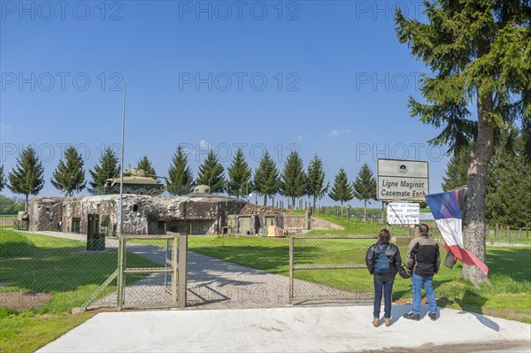 Esch casemate as part of the former Maginot Line. Here the entrance area with bunker and M4 Sherman tank